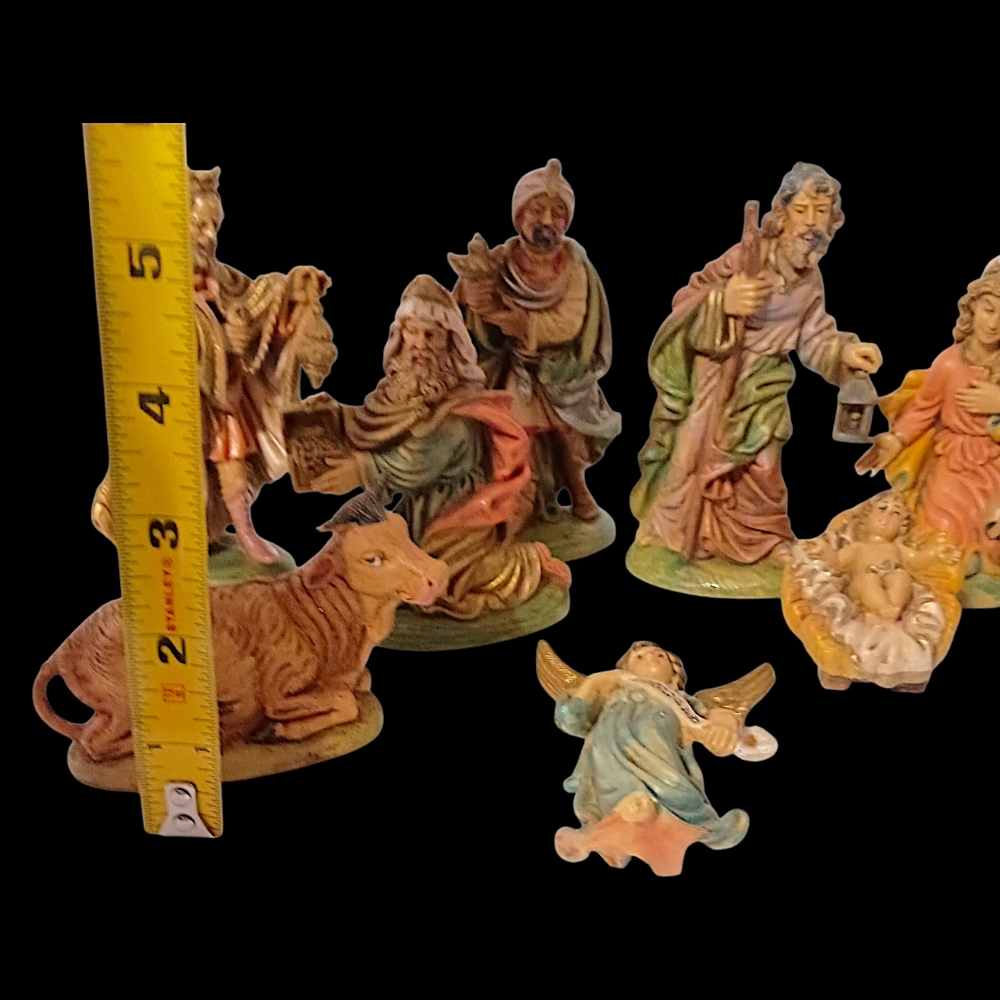 9 Vtg Nativity Set Italy Figures Holy Family Mary Jesus Joseph Wisemen Composite - Picture 2 of 16